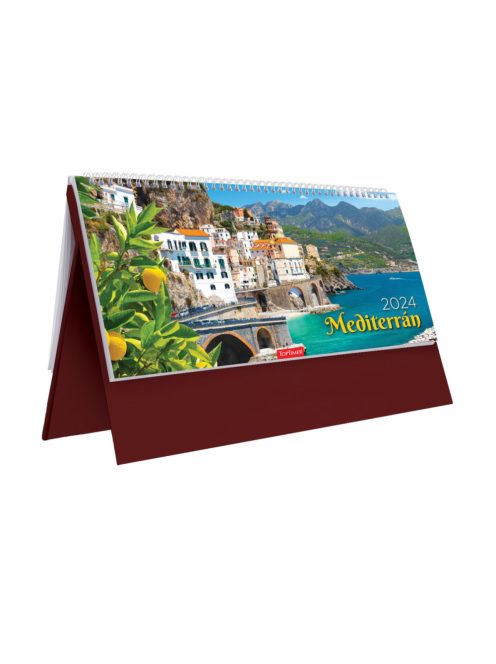 Mediterrán álló asztali naptár, álló táblával