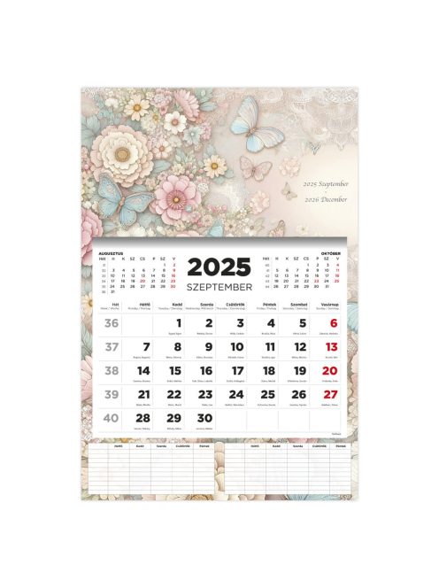 D076 Diák falinaptár vintage 2025-2026