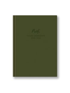 Prof tanári zsebkönyv sötét olíva műbőr 2025-2026