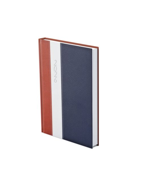 Fashion A5 napi határidőnapló bordó-fehér-kék - 2026