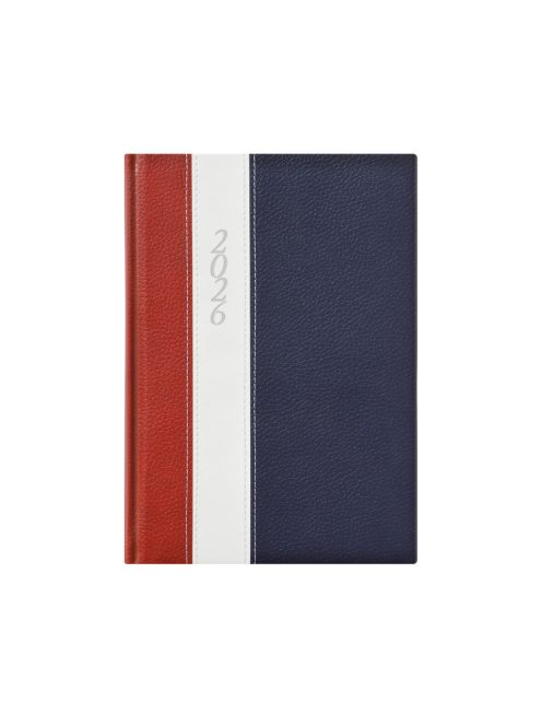 Fashion A5 napi határidőnapló bordó-fehér-kék - 2026