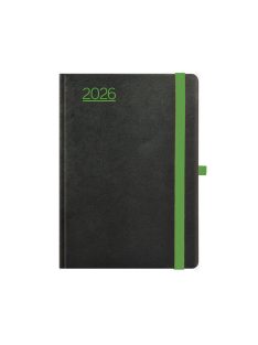 Nero A5 napi határidőnapló fekete-zöld - 2026