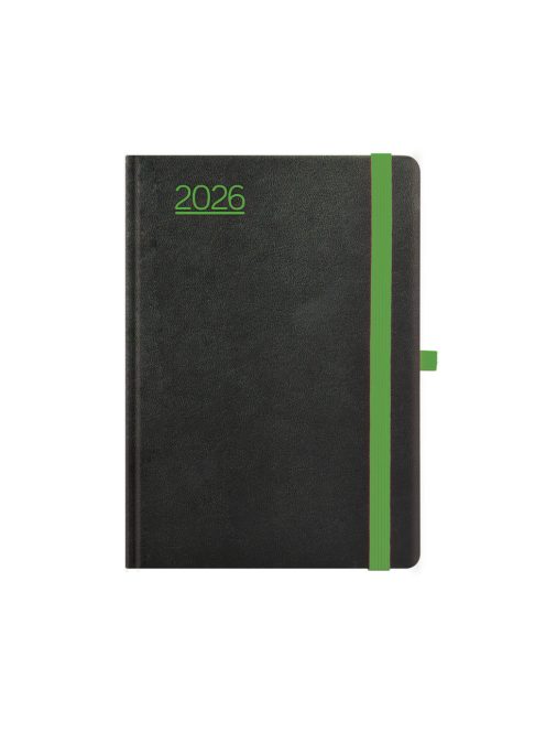 Nero A5 napi határidőnapló fekete-zöld - 2026