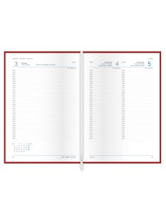 Traditional A5 napi határidőnapló bordó - 2026