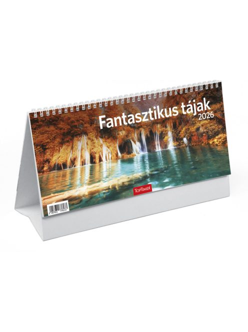 Fantasztikus tájak asztali naptár fehér álló kartontáblával - 2026