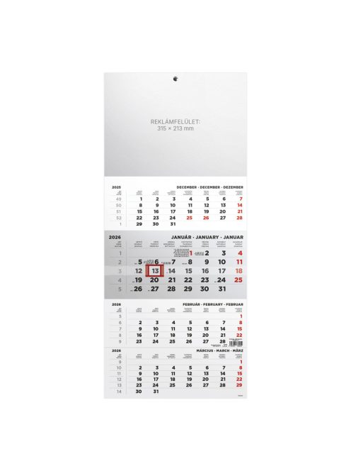 T079 Speditőrnaptár 1 tömbös, üres fejkartonnal - 2026